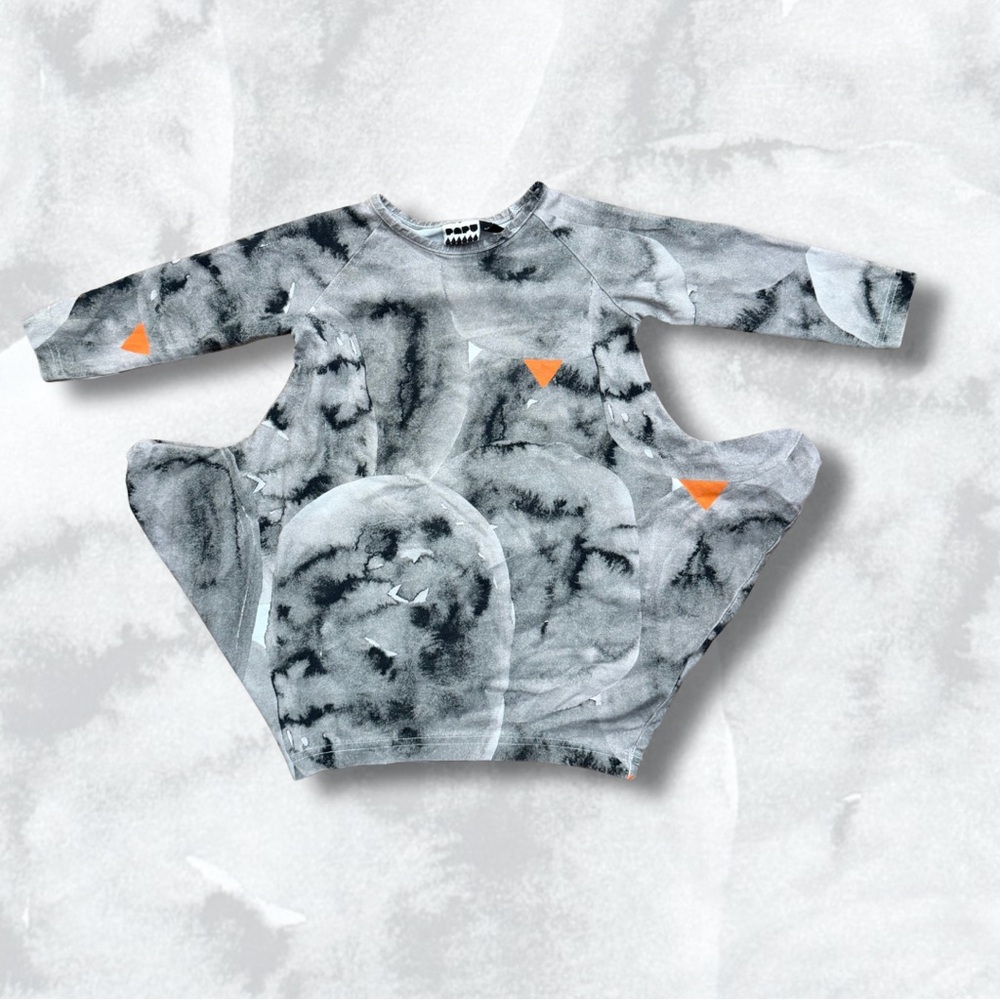 PAPU Abstract Gray and Orange Baby Romper